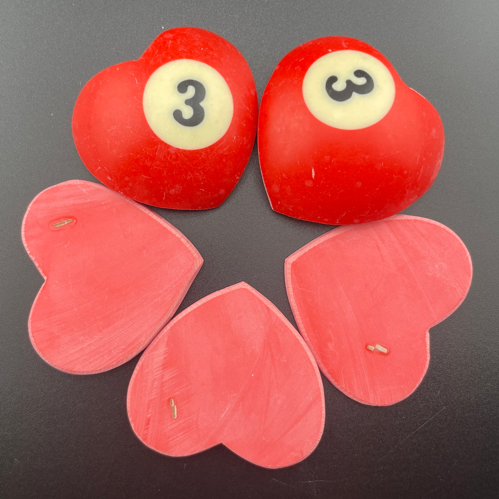 Vintage Billiards Balls Turned Hearts