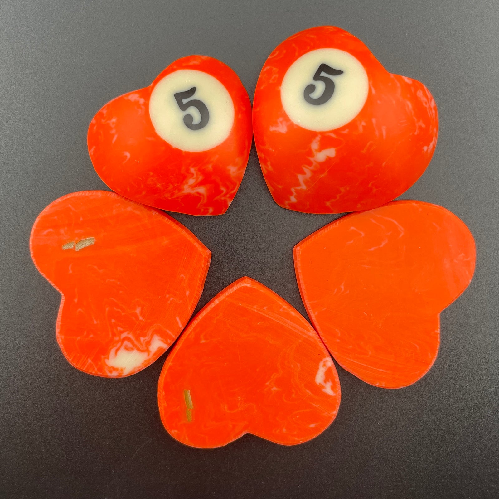 Marbled Billiards Balls Turned Hearts