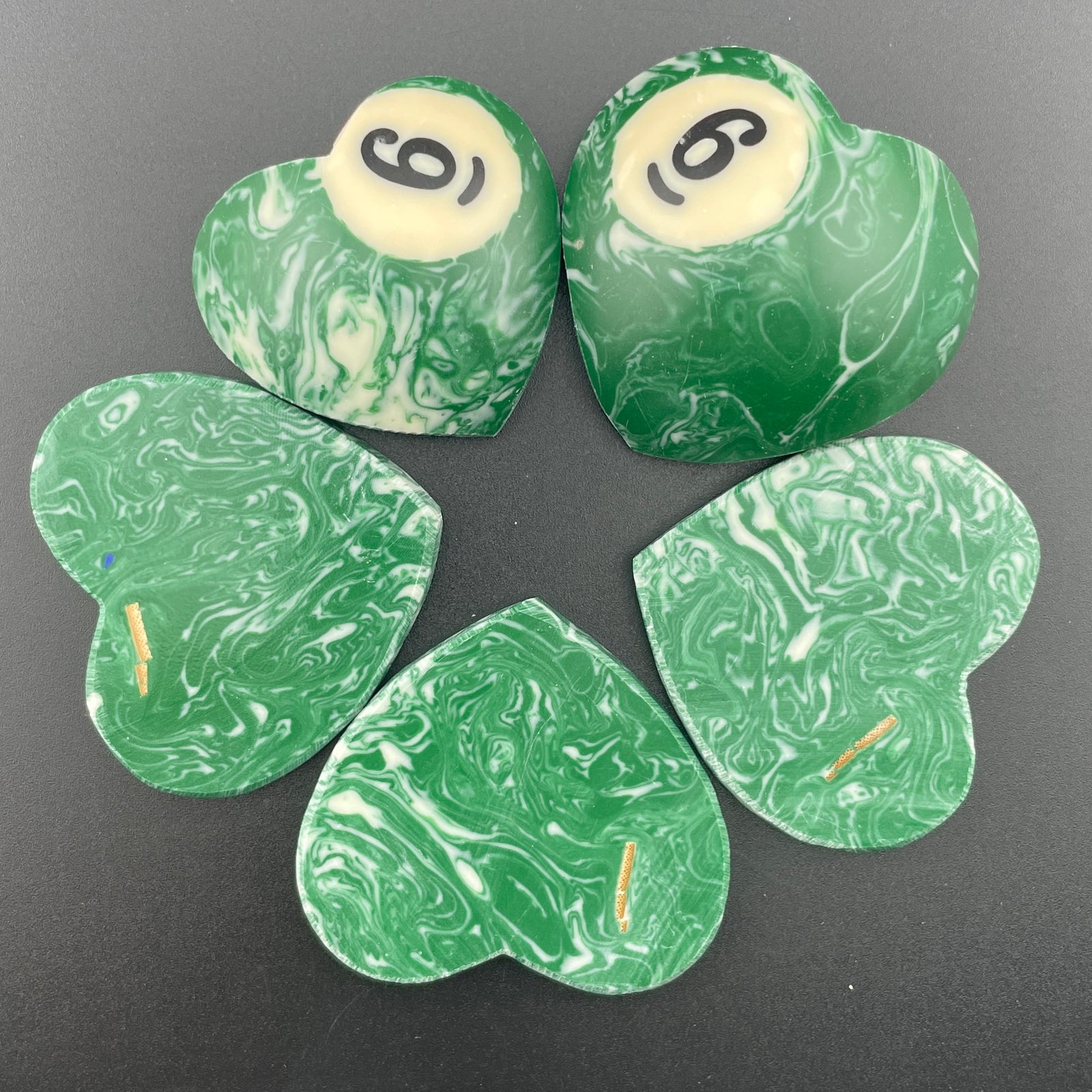 Marbled Billiards Balls Turned Hearts