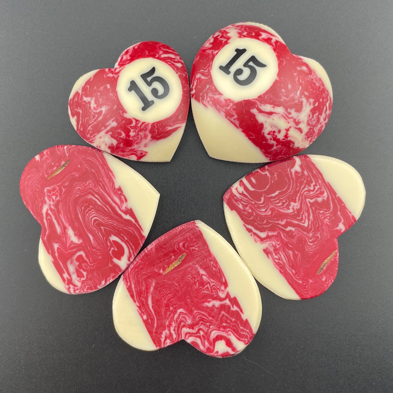 Marbled Billiards Balls Turned Hearts