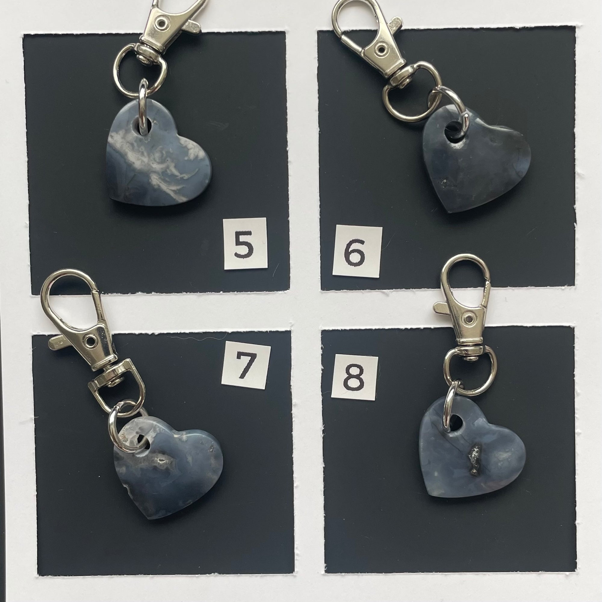 Black Onyx Heart Rock Keychains