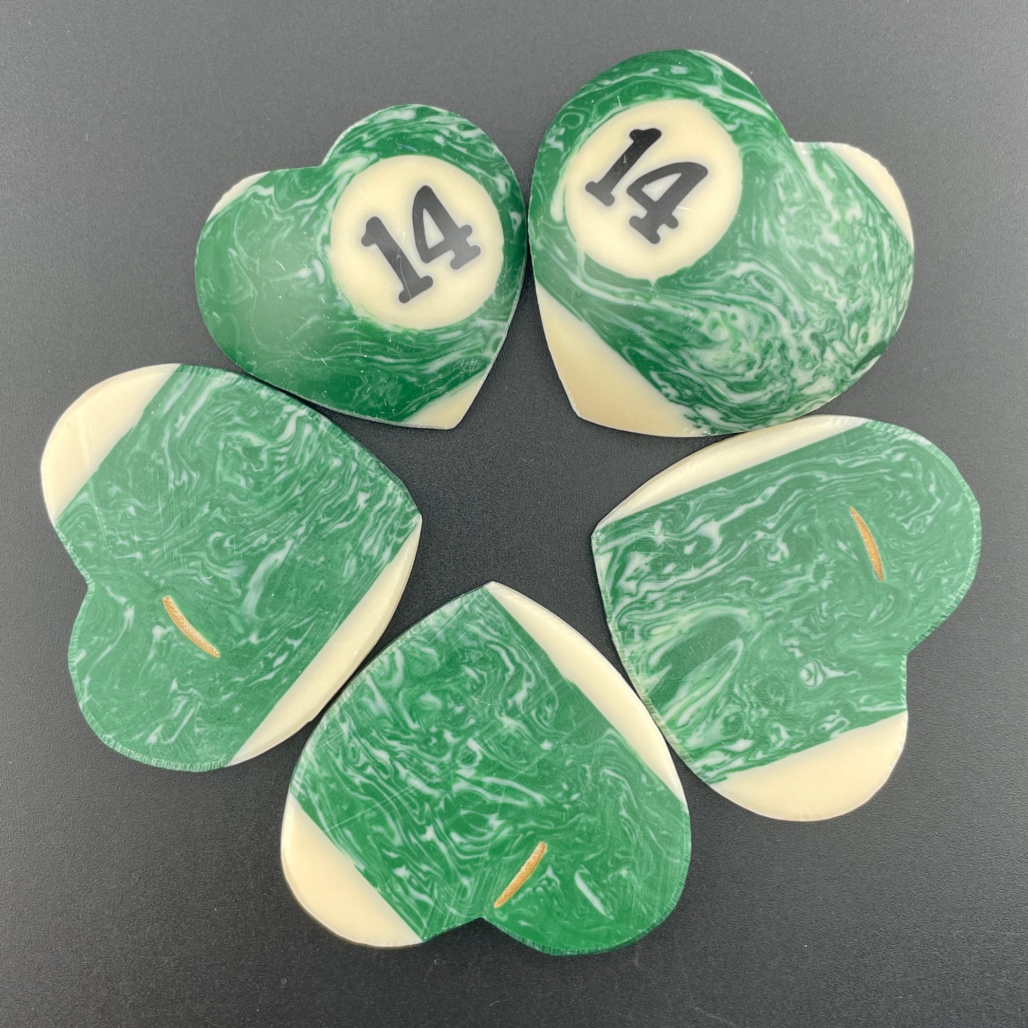 Marbled Billiards Balls Turned Hearts