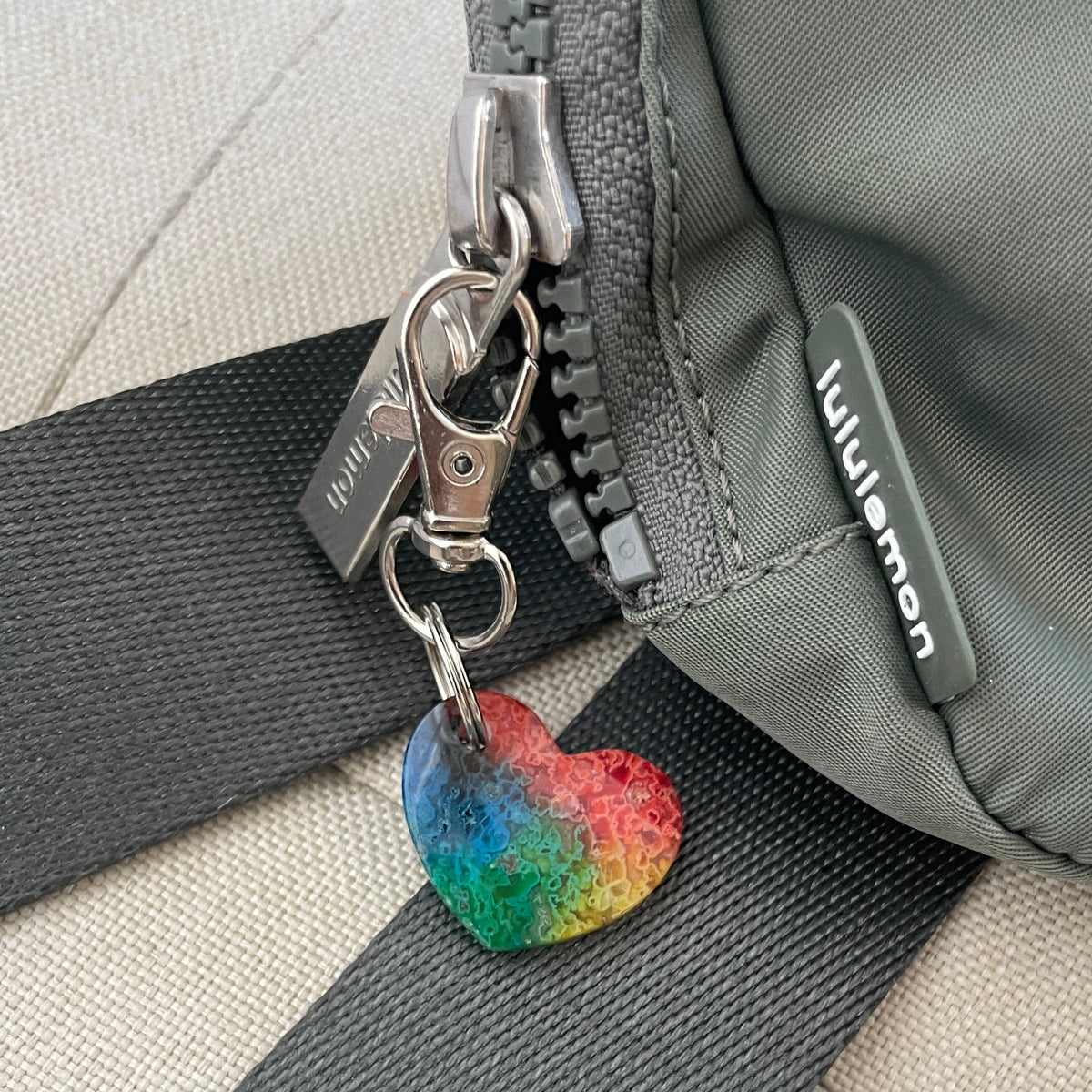 Rainbow-Dyed White Lace Agate Keychain