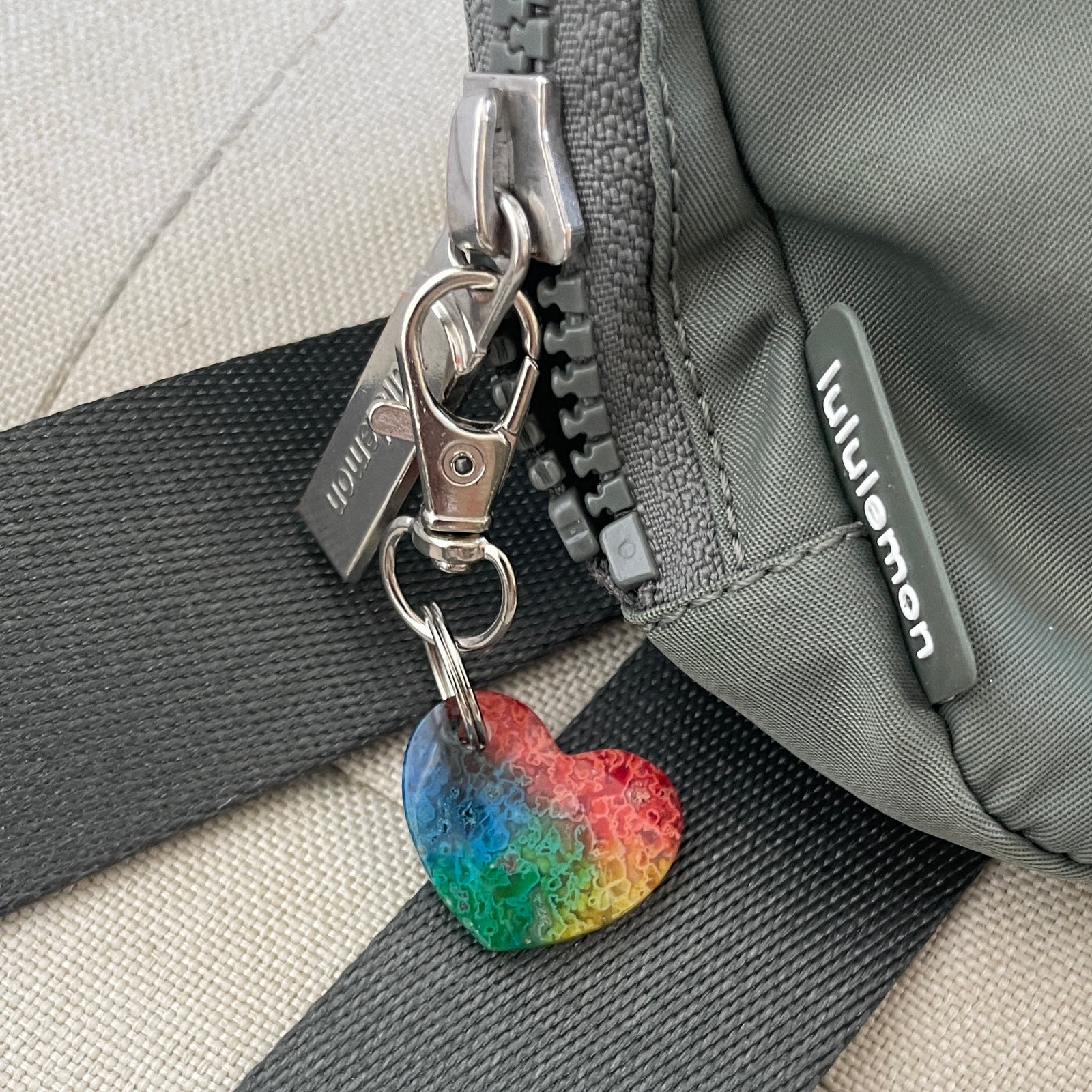 Rainbow-Dyed White Lace Agate Keychain