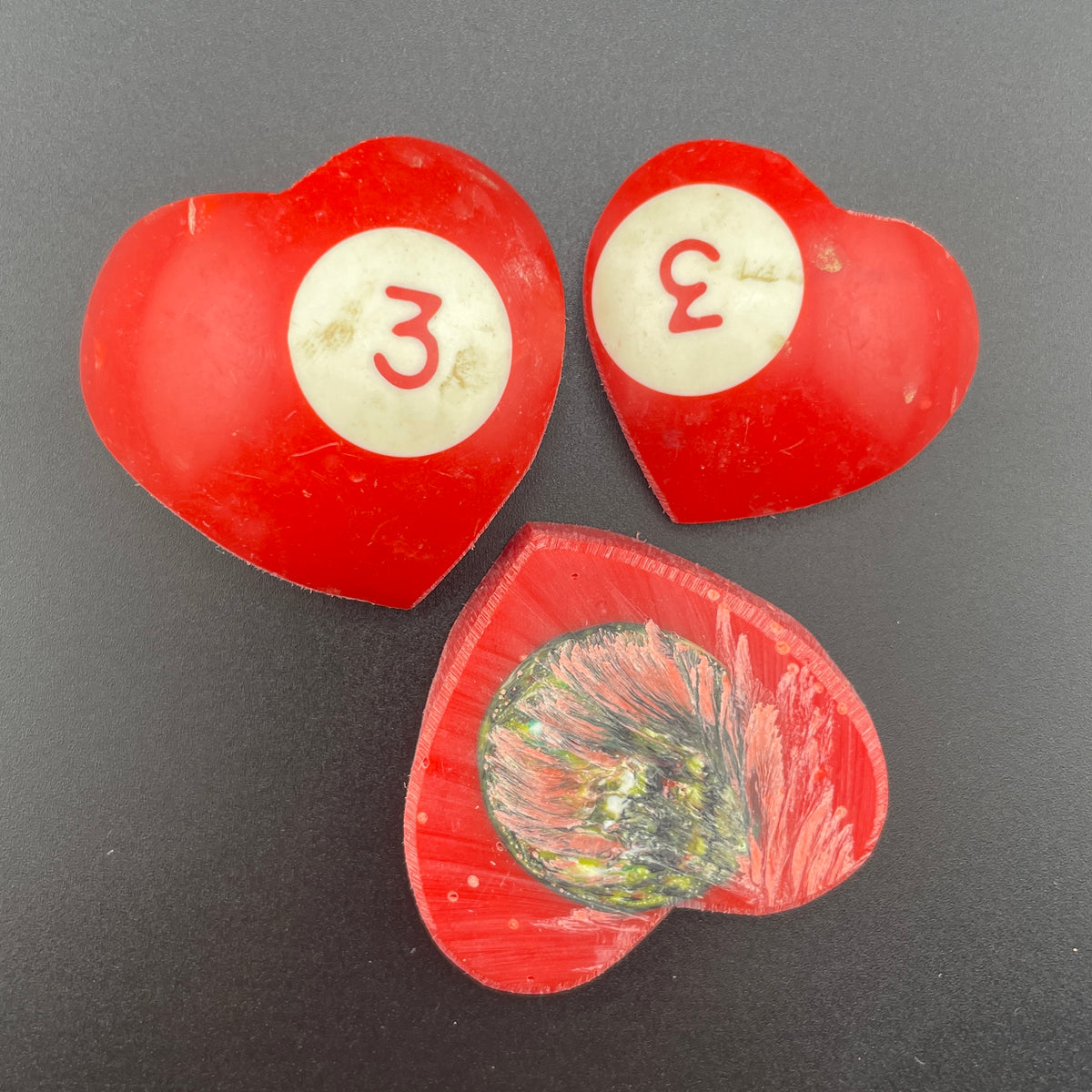 Vintage Billiards Balls Turned Hearts