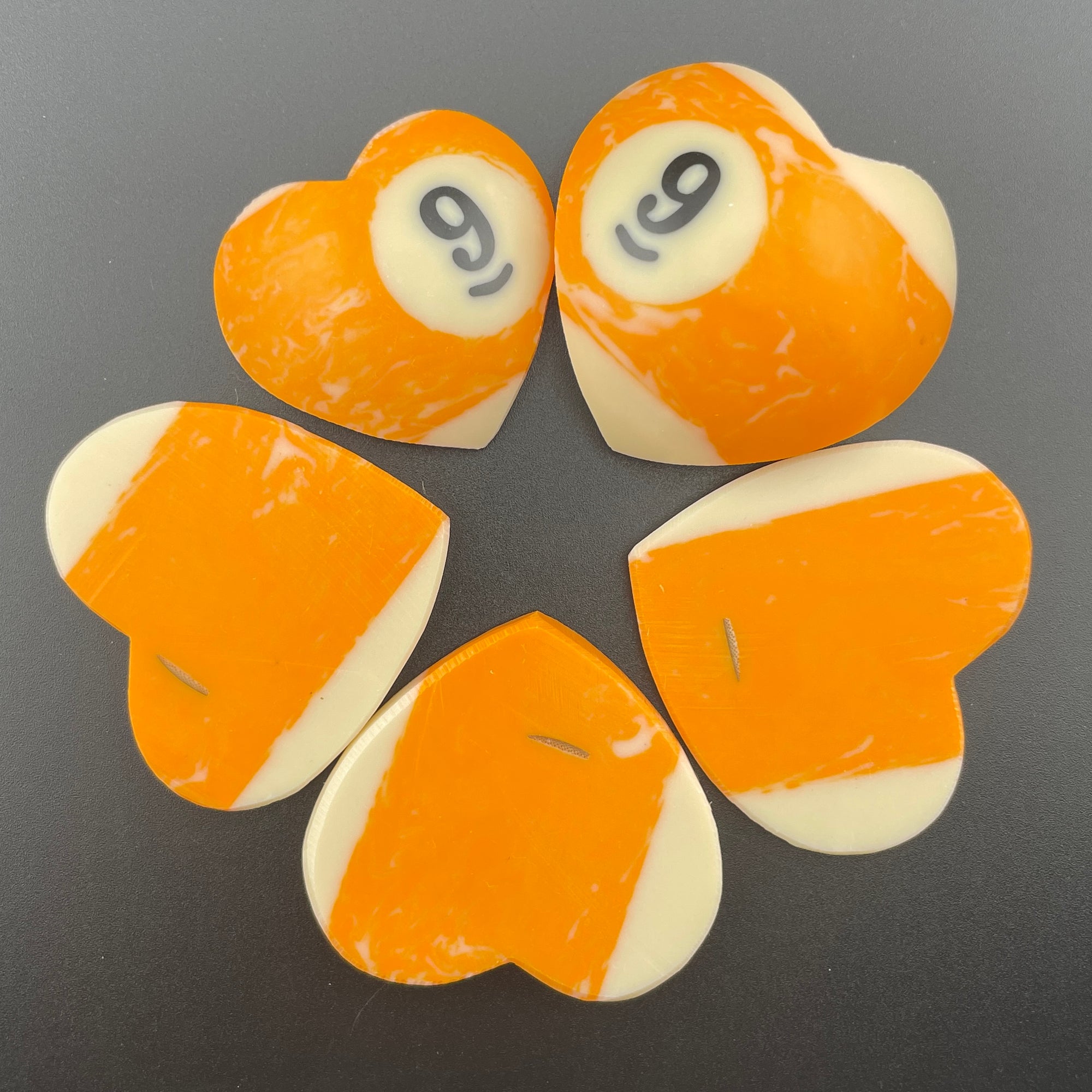 Marbled Billiards Balls Turned Hearts