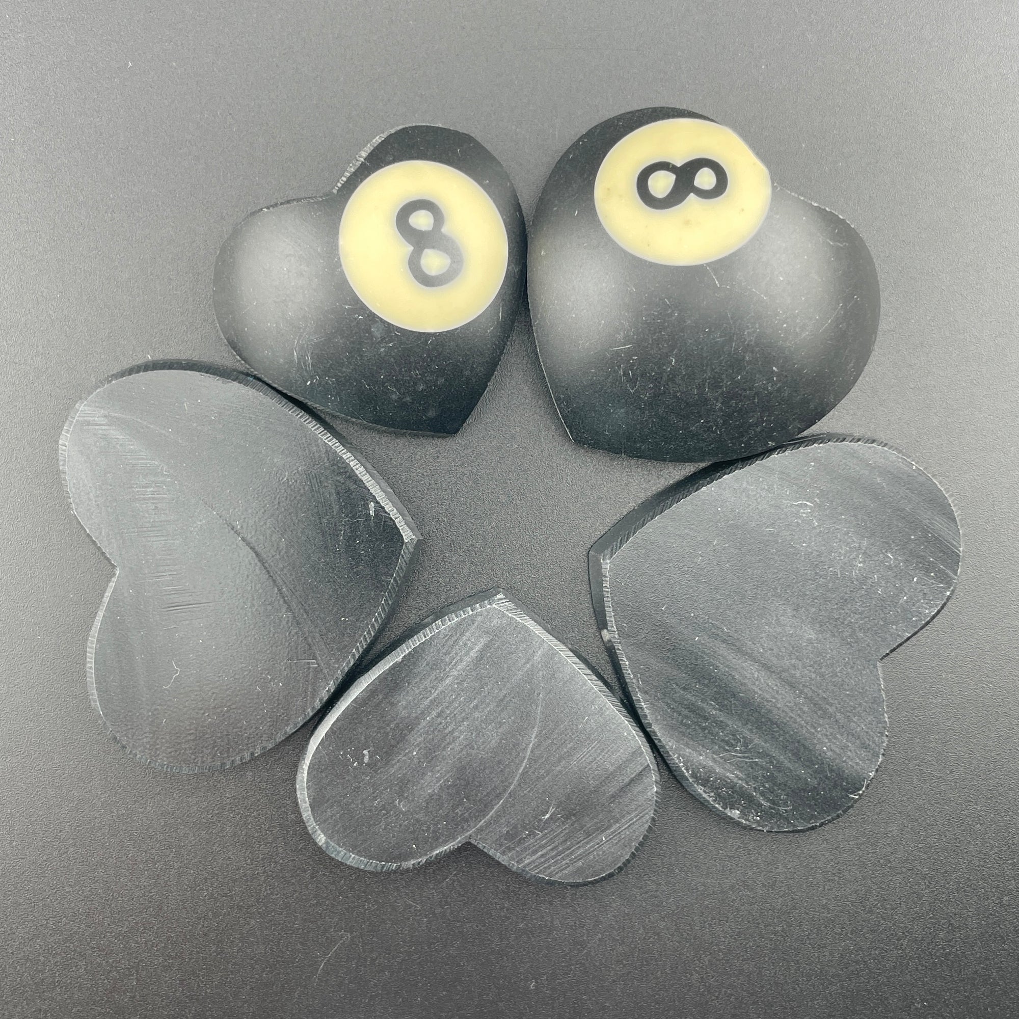 Marbled Billiards Balls Turned Hearts