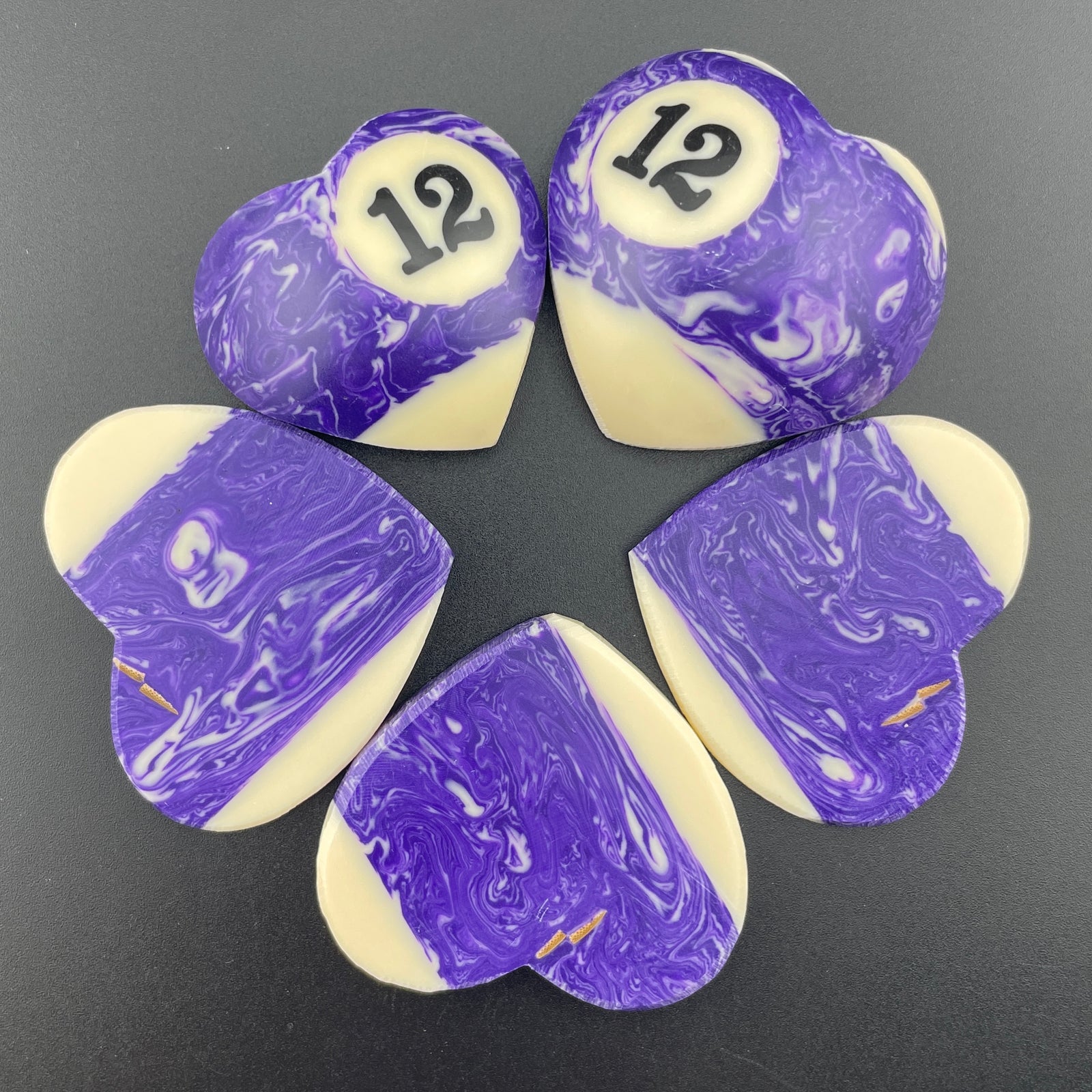 Marbled Billiards Balls Turned Hearts