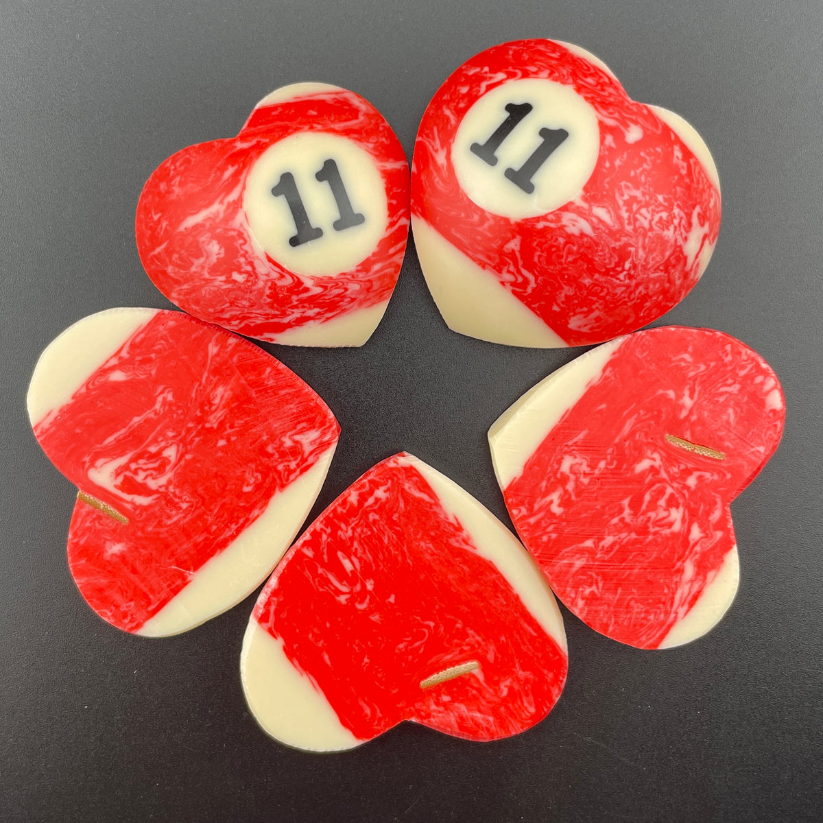 Marbled Billiards Balls Turned Hearts