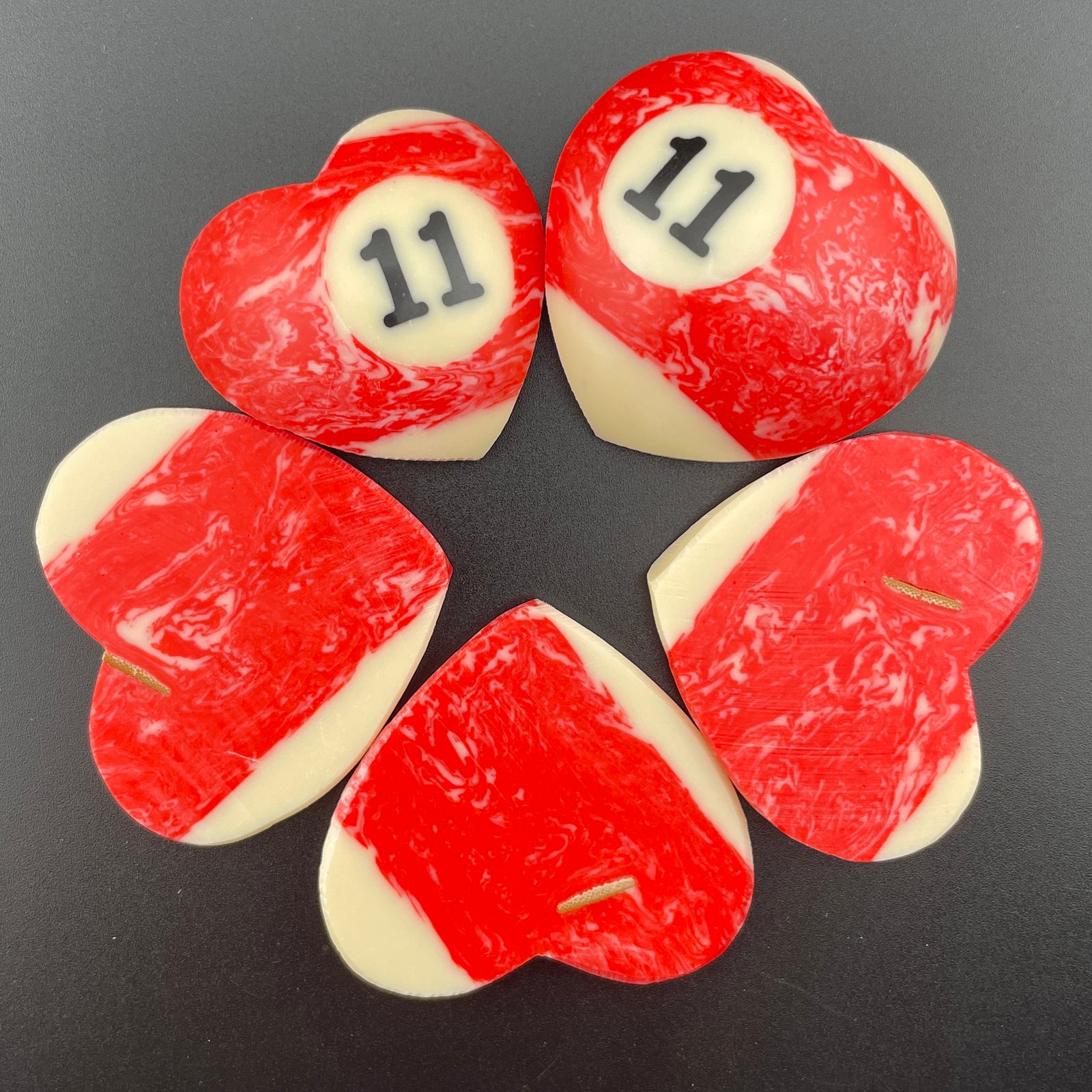 Marbled Billiards Balls Turned Hearts
