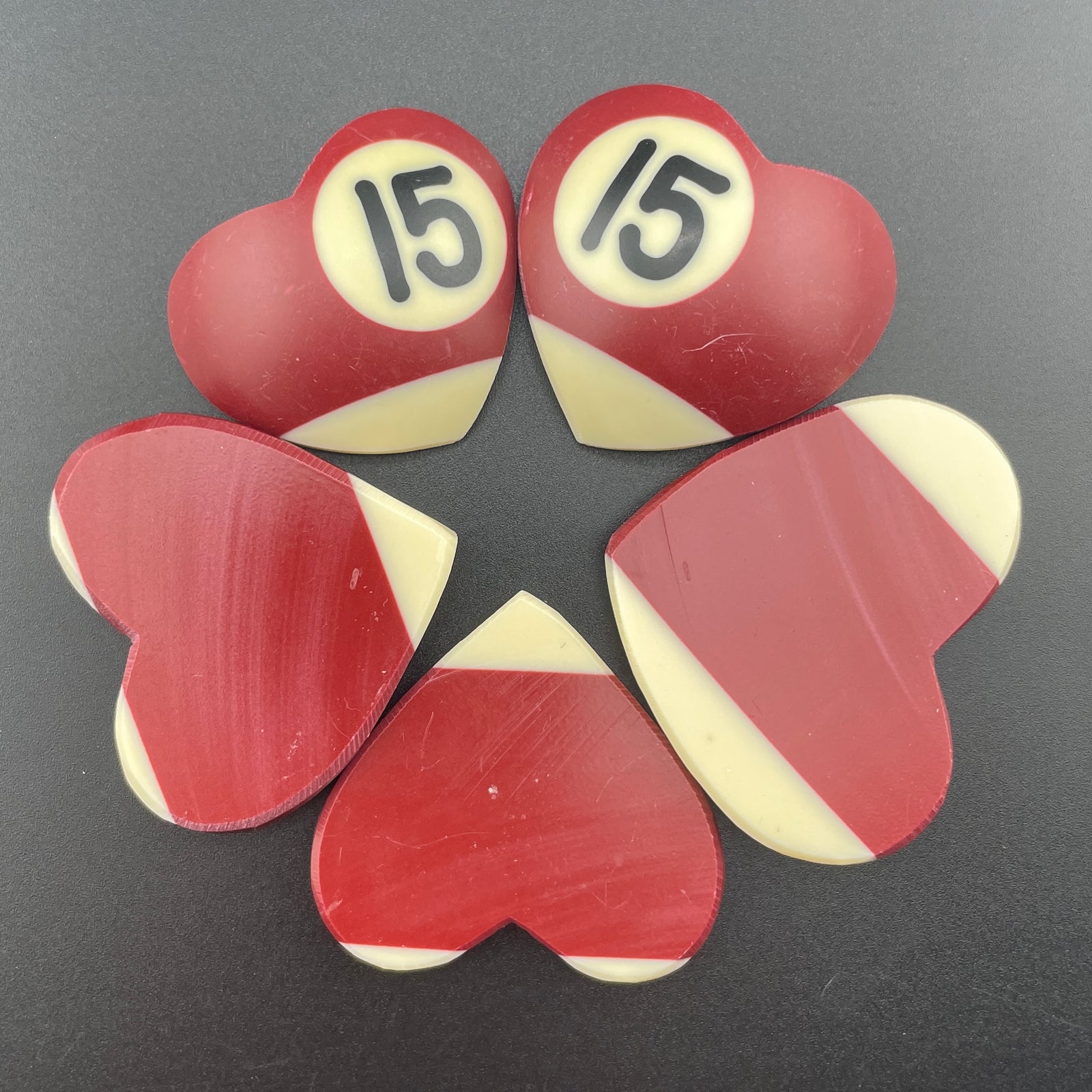 Vintage Billiards Balls Turned Hearts