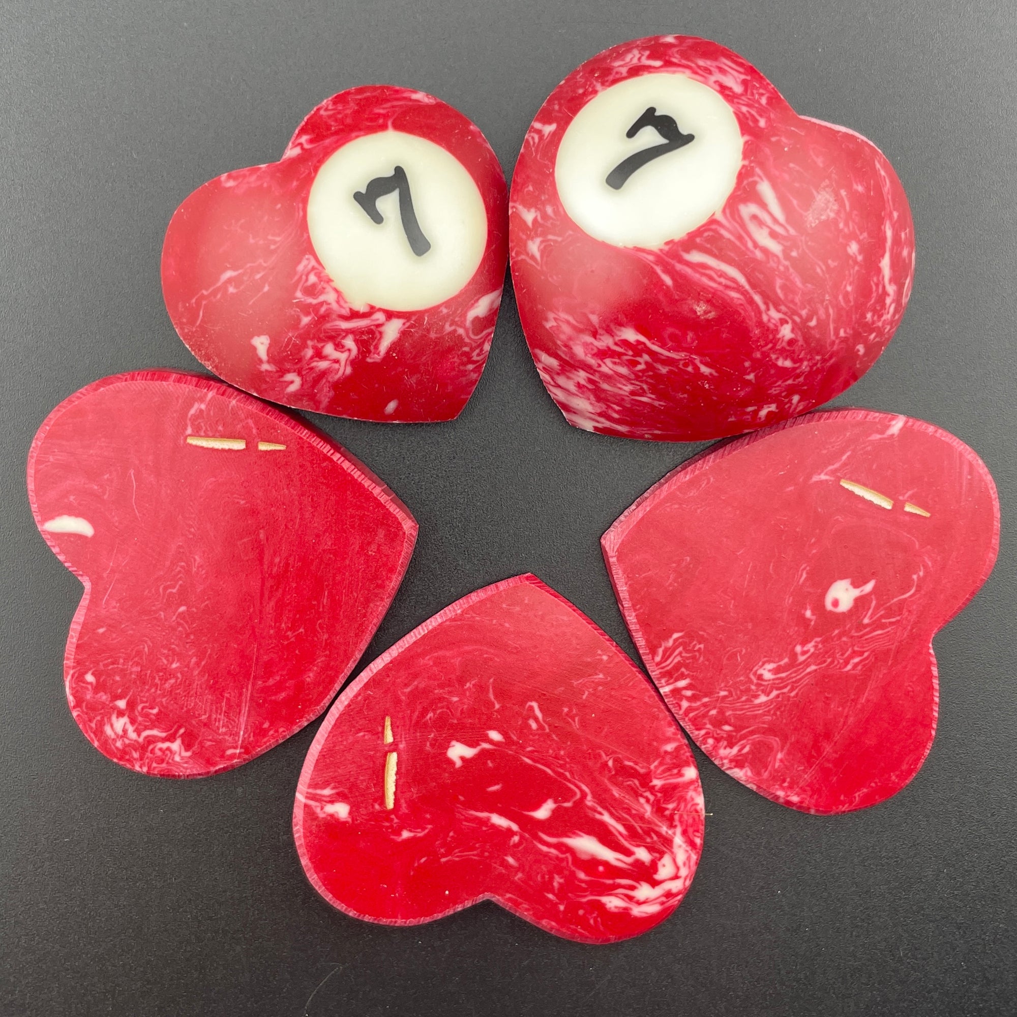 Marbled Billiards Balls Turned Hearts