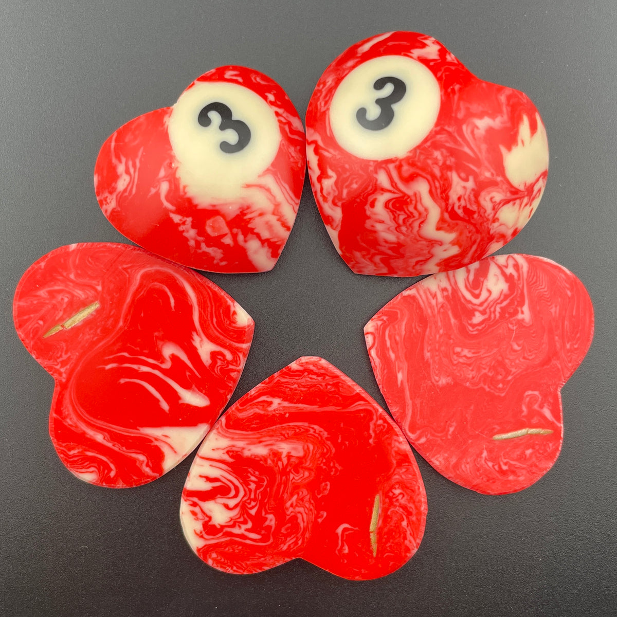 Marbled Billiards Balls Turned Hearts