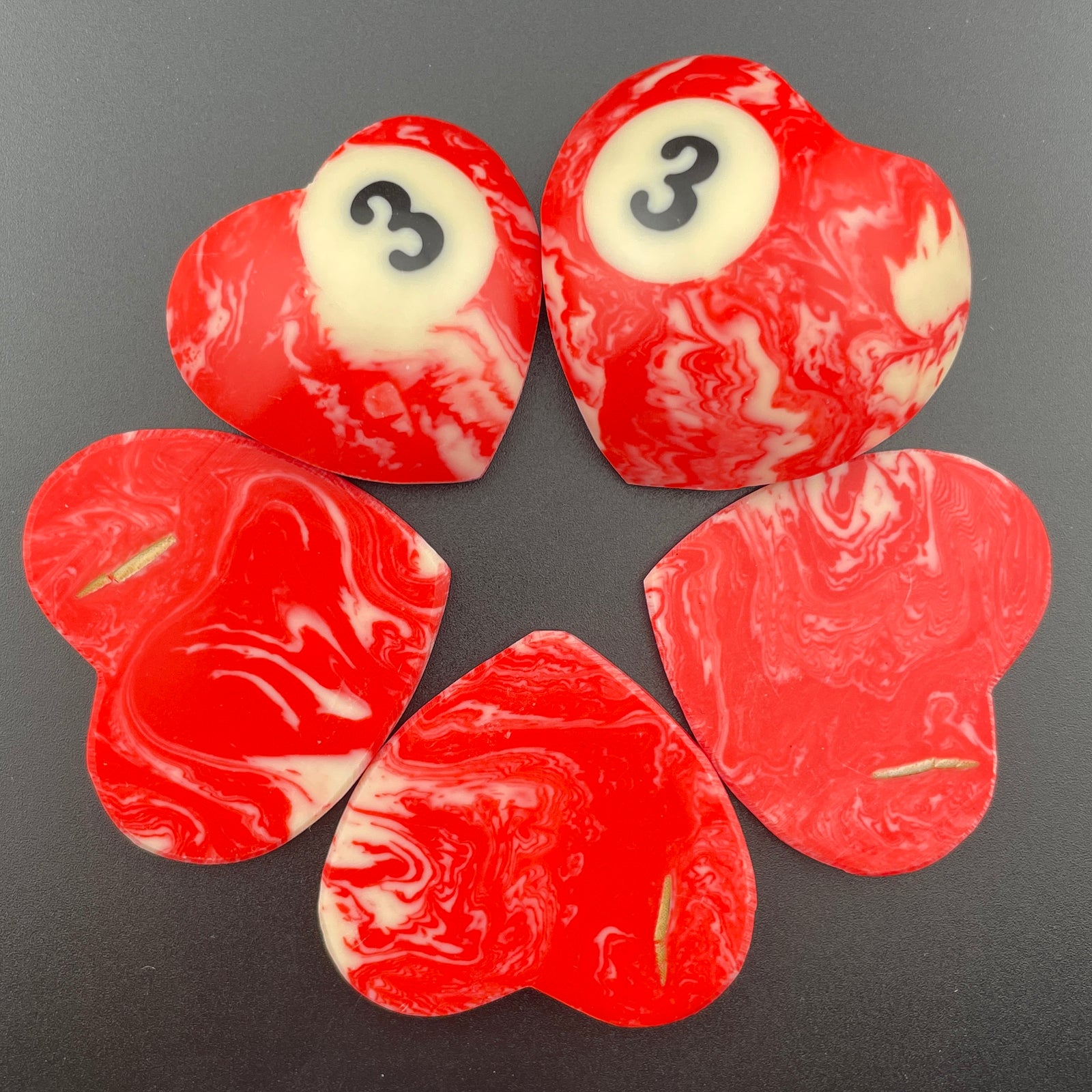 Marbled Billiards Balls Turned Hearts