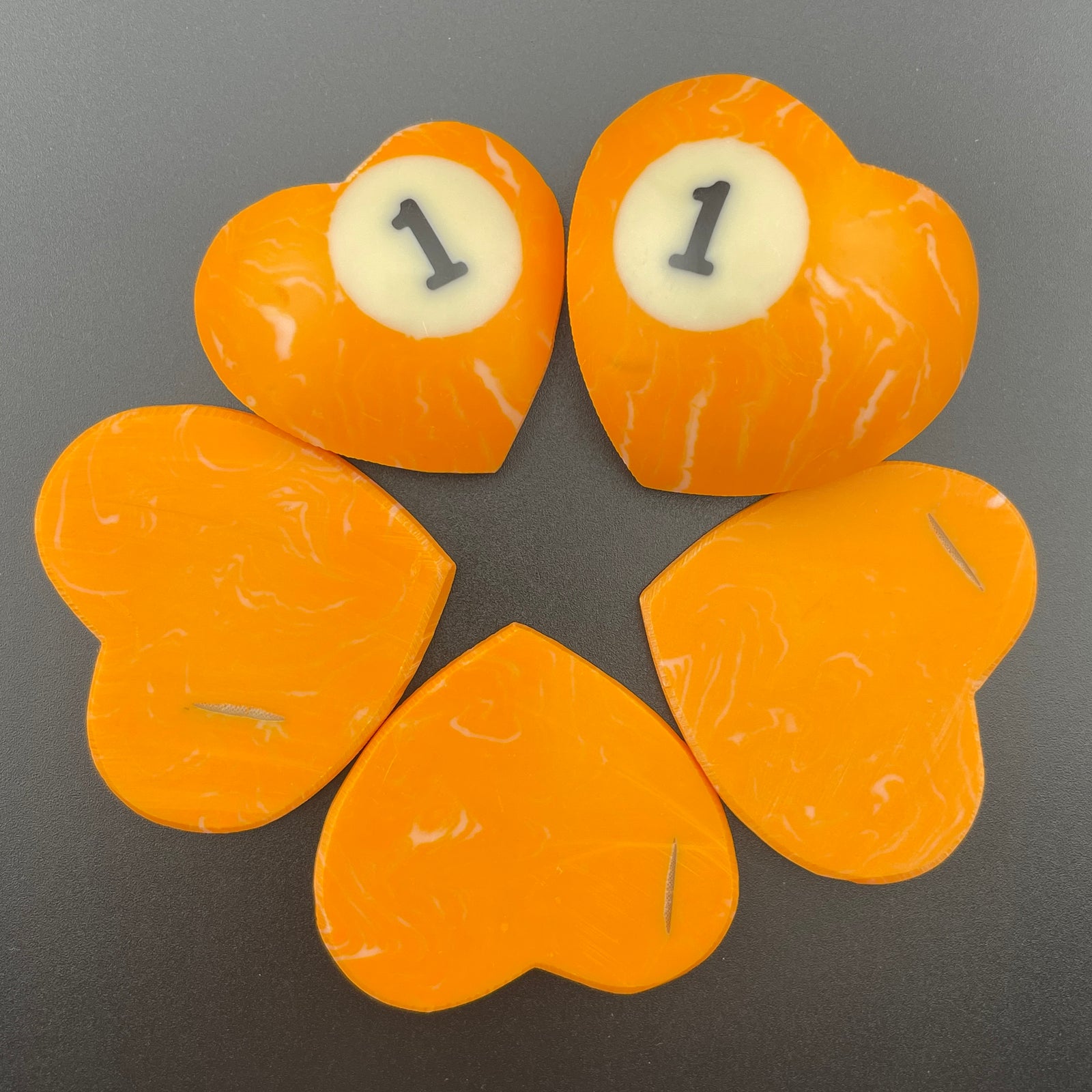 Marbled Billiards Balls Turned Hearts