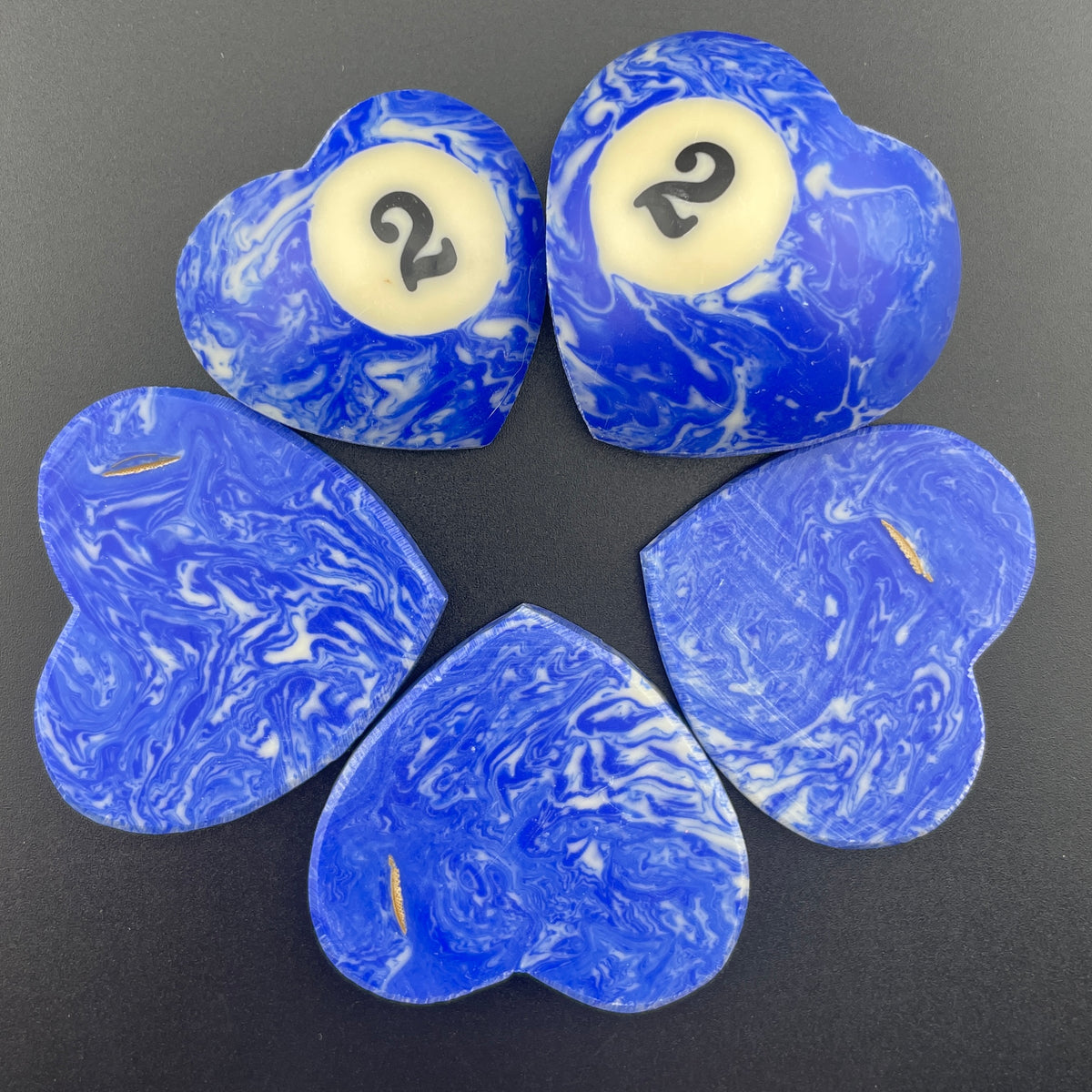 Marbled Billiards Balls Turned Hearts