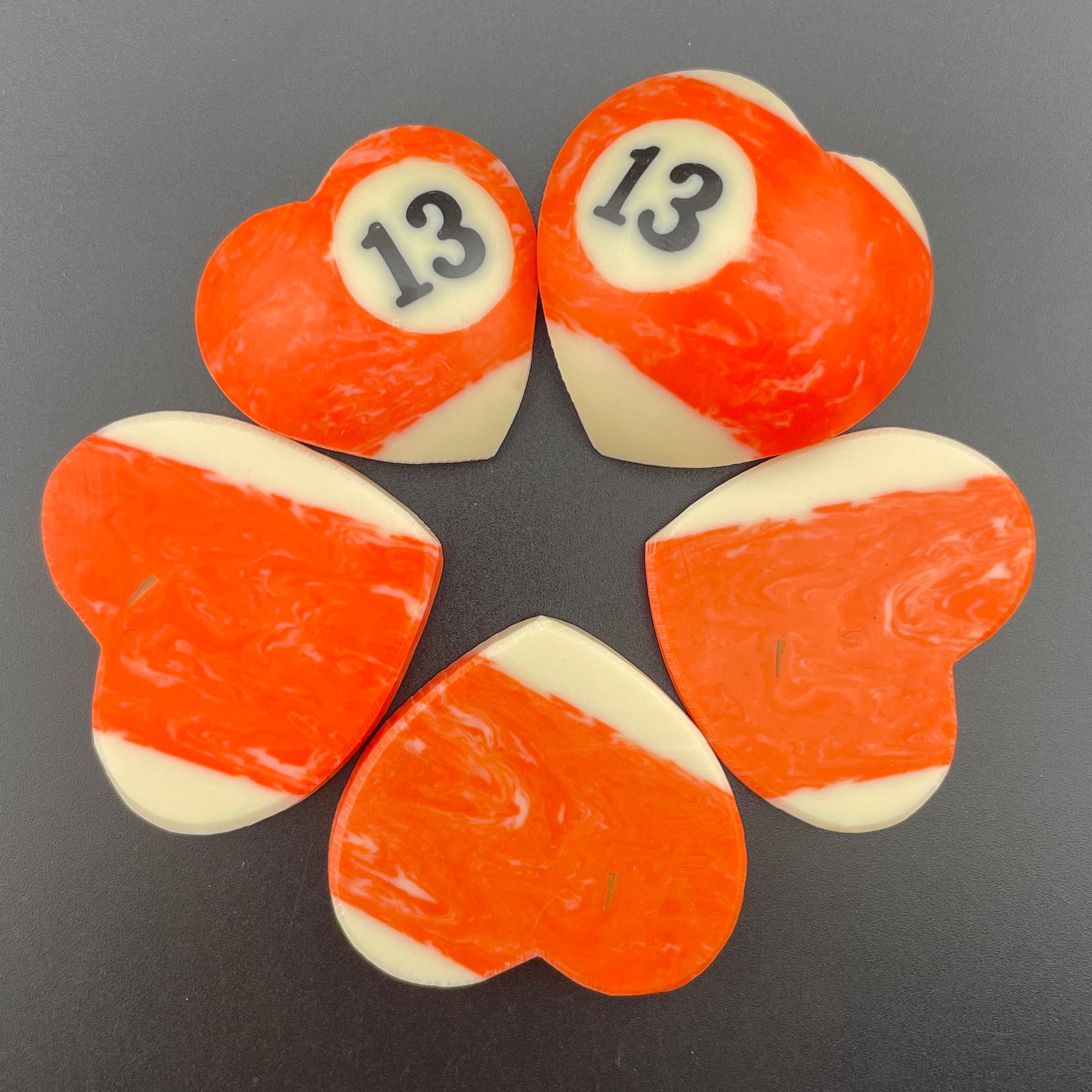 Marbled Billiards Balls Turned Hearts