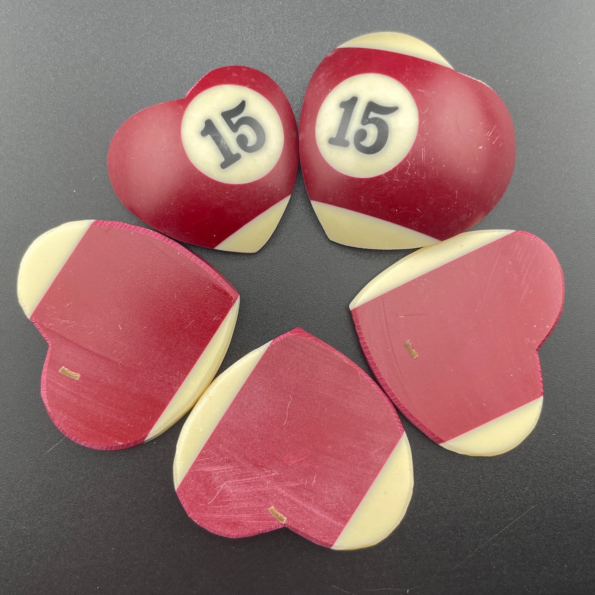 Vintage Billiards Balls Turned Hearts