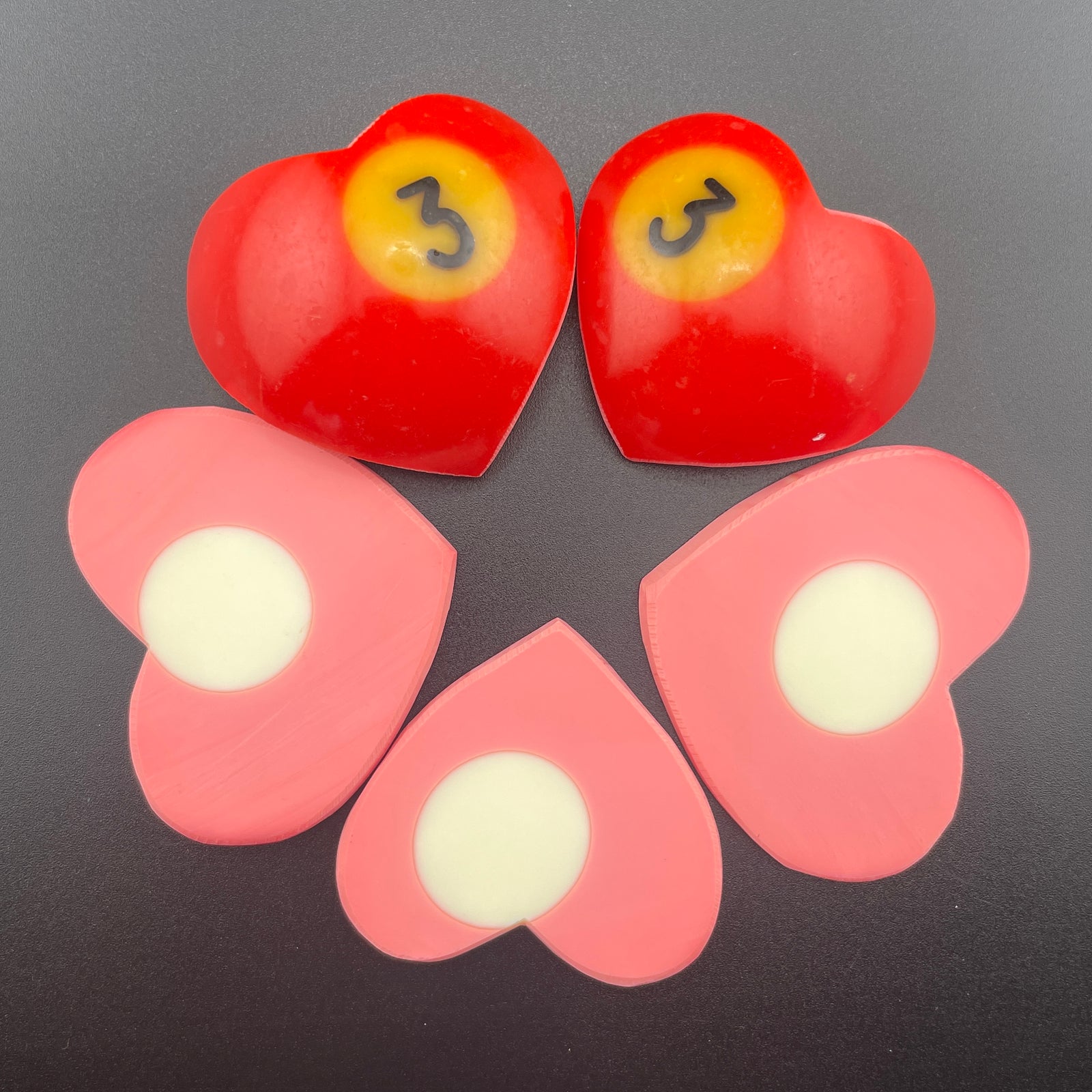 Vintage Billiards Balls Turned Hearts