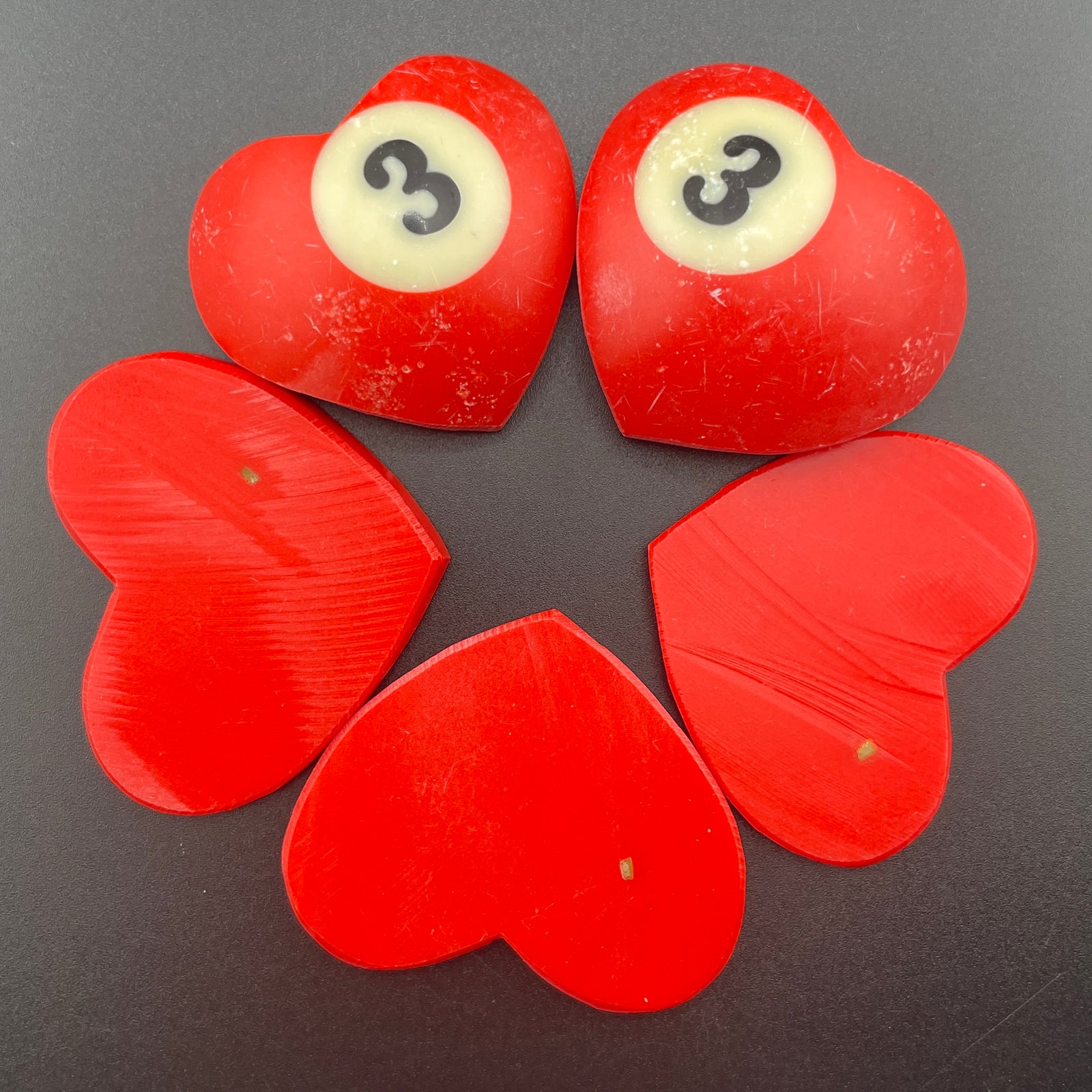Vintage Billiards Balls Turned Hearts