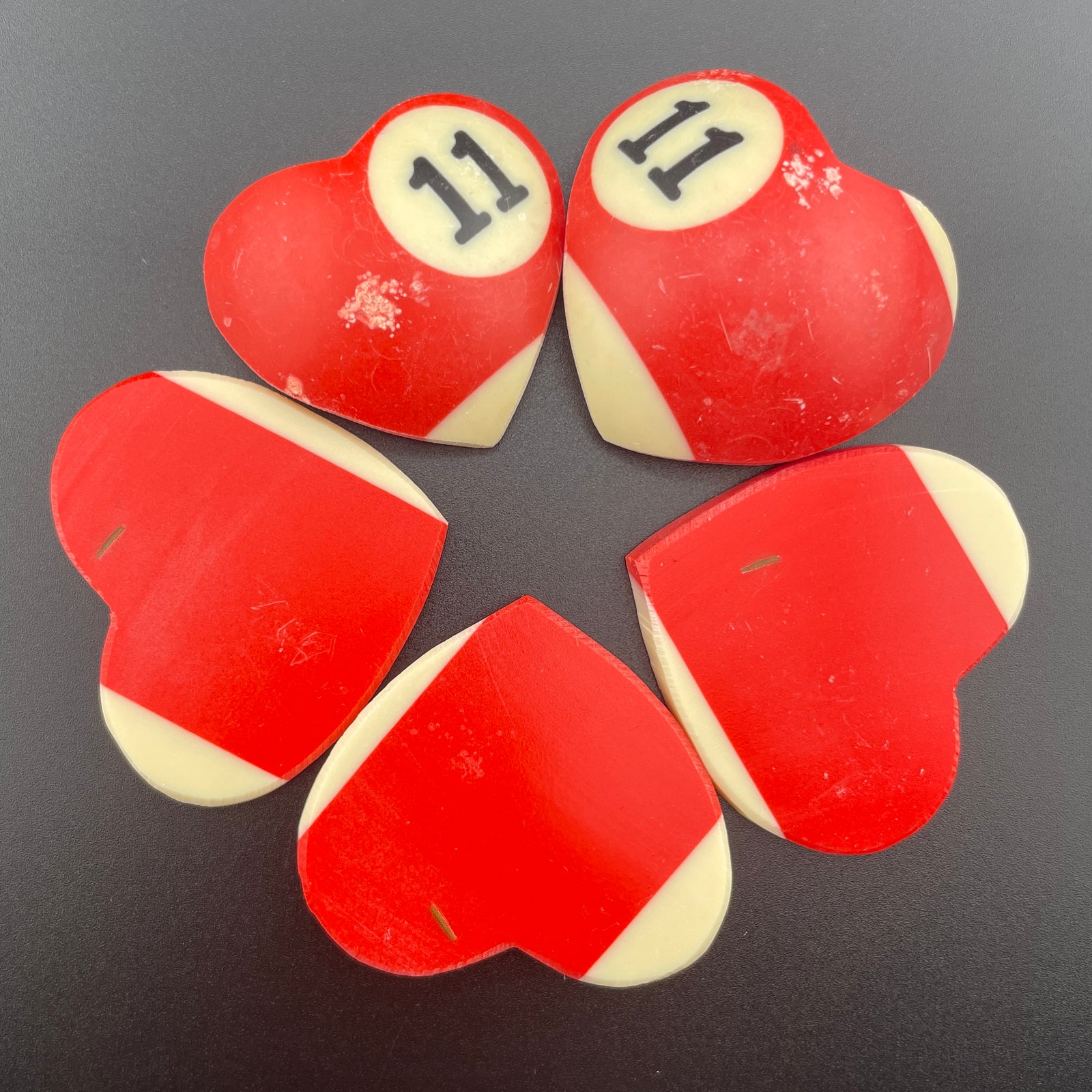 Vintage Billiards Balls Turned Hearts