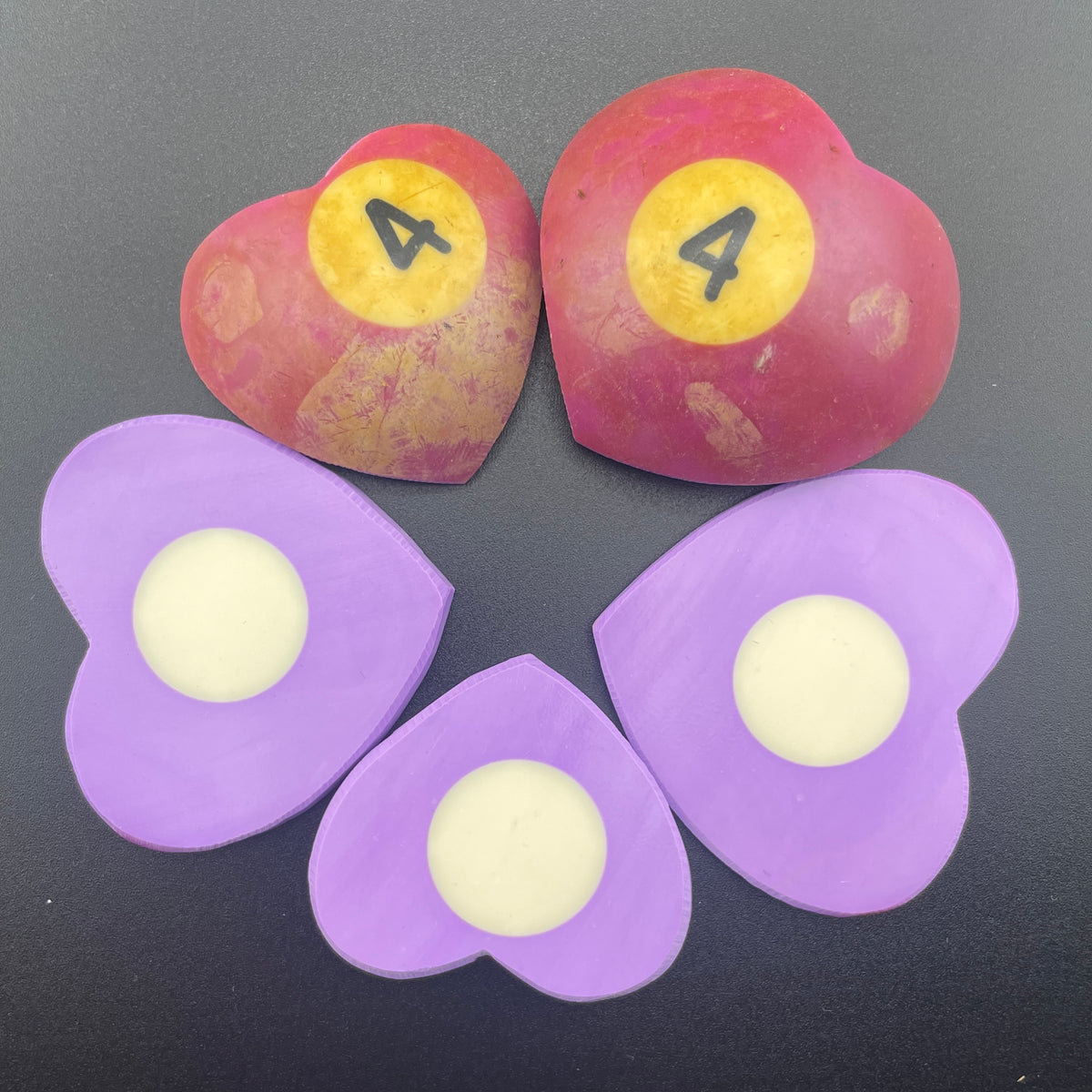 Vintage Billiards Balls Turned Hearts